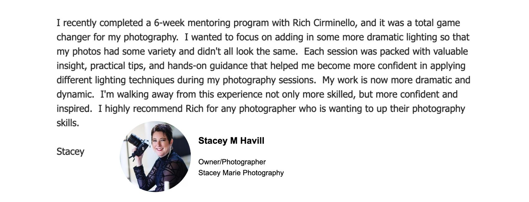 Stacey Havill The Photographer's Accelerator Testimonial Former Accelerator Client Testimonial